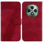 For OPPO Reno12 F 5G Seven-shaped Embossed Leather Phone Case(Red)