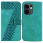 For OPPO Reno13 F 4G / 5G Seven-shaped Embossed Leather Phone Case(Green)