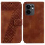 For OPPO Reno13 F 4G / 5G Seven-shaped Embossed Leather Phone Case(Brown)