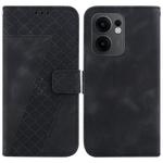 For OPPO Reno13 F 4G / 5G Seven-shaped Embossed Leather Phone Case(Black)