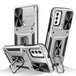 For Motorola Moto G Play 2023 Camshield Robot TPU Hybrid PC Phone Case(Silver)