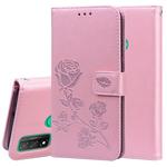 For Huawei P Smart 2020 Rose Embossed Horizontal Flip PU Leather Case with Holder & Card Slots & Wallet(Rose Gold)