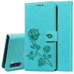 For Samsung Galaxy A11 Rose Embossed Horizontal Flip PU Leather Case with Holder & Card Slots & Wallet(Green)