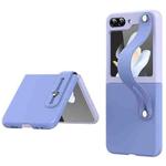 For Samsung Galaxy Z Flip5 Skin Contrast Wristband Folding Phone Case(Sky Blue + Light Purple)