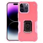 For iPhone 15 Pro Max Ring Holder Non-slip Shockproof Armor Phone Case(Pink)