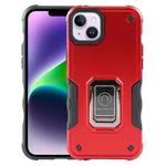 For iPhone 15 Plus Ring Holder Non-slip Shockproof Armor Phone Case(Red)