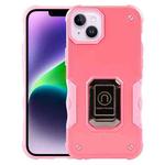 For iPhone 15 Plus Ring Holder Non-slip Shockproof Armor Phone Case(Pink)