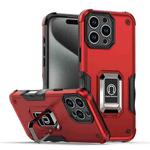 For iPhone 16 Pro Max Ring Holder Non-slip Shockproof Armor Phone Case(Red)