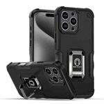 For iPhone 16 Pro Max Ring Holder Non-slip Shockproof Armor Phone Case(Black)