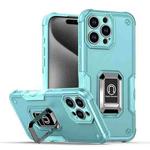 For iPhone 16 Pro Ring Holder Non-slip Shockproof Armor Phone Case(Mint Green)