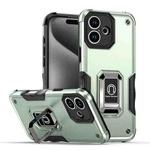 For iPhone 16 Plus Ring Holder Non-slip Shockproof Armor Phone Case(Green)