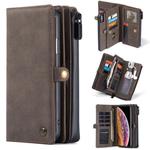 For iPhone XS / X CaseMe 018 Detachable Multi-functional Horizontal Flip Leather Case, with Card Slot & Holder & Zipper Wallet & Photo Frame(Brown)