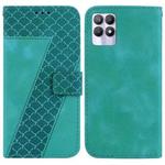 For Realme 8i 7-shaped Embossed Leather Phone Case(Green)