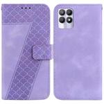 For Realme 8i 7-shaped Embossed Leather Phone Case(Purple)