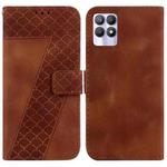 For Realme 8i 7-shaped Embossed Leather Phone Case(Brown)