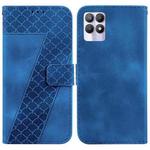 For Realme 8i 7-shaped Embossed Leather Phone Case(Blue)