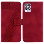For Realme 8i 7-shaped Embossed Leather Phone Case(Red)