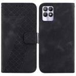 For Realme 8i 7-shaped Embossed Leather Phone Case(Black)