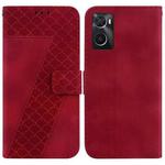 For Realme 9i Seven-shaped Embossed Leather Phone Case(Red)