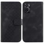 For Realme 9i Seven-shaped Embossed Leather Phone Case(Black)