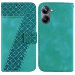 For Realme 10 Pro 5G 7-shaped Embossed Leather Phone Case(Green)