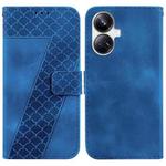 For Realme 10 Pro+ 7-shaped Embossed Leather Phone Case(Blue)