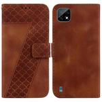 For Realme C20/C11 2021 7-shaped Embossed Leather Phone Case(Brown)