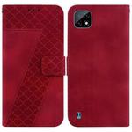 For Realme C20/C11 2021 7-shaped Embossed Leather Phone Case(Red)
