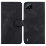 For Realme C20/C11 2021 7-shaped Embossed Leather Phone Case(Black)