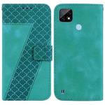 For Realme C21 7-shaped Embossed Leather Phone Case(Green)