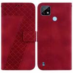 For Realme C21 Seven-shaped Embossed Leather Phone Case(Red)