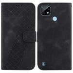 For Realme C21 Seven-shaped Embossed Leather Phone Case(Black)