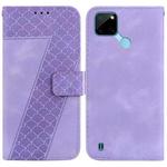 For Realme C21Y 7-shaped Embossed Leather Phone Case(Purple)