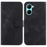 For Realme C33 7-shaped Embossed Leather Phone Case(Black)