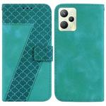 For Realme C35 7-shaped Embossed Leather Phone Case(Green)