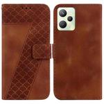 For Realme C35 7-shaped Embossed Leather Phone Case(Brown)