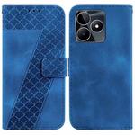 For Realme C53/Narzo N53 7-shaped Embossed Leather Phone Case(Blue)