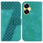 For Realme C55 7-shaped Embossed Leather Phone Case(Green)