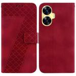 For Realme C55 7-shaped Embossed Leather Phone Case(Red)