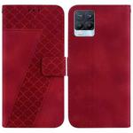 For Realme 8/8 Pro 7-shaped Embossed Leather Phone Case(Red)