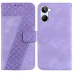 For Realme 10 4G 7-shaped Embossed Leather Phone Case(Purple)
