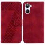 For Realme 10 4G 7-shaped Embossed Leather Phone Case(Red)