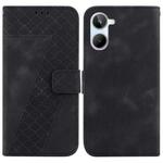 For Realme 10 4G 7-shaped Embossed Leather Phone Case(Black)