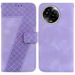 For Realme 11 5G Global 7-shaped Embossed Leather Phone Case(Purple)