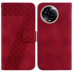 For Realme 11 5G Global 7-shaped Embossed Leather Phone Case(Red)