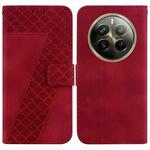 For Realme 12 Pro+ Global 7-shaped Embossed Leather Phone Case(Red)