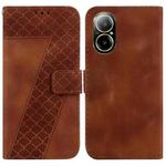 For Realme C67 4G Global 7-shaped Embossed Leather Phone Case(Brown)