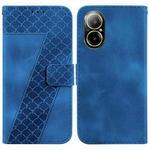 For Realme C67 4G Global 7-shaped Embossed Leather Phone Case(Blue)