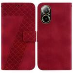 For Realme C67 4G Global 7-shaped Embossed Leather Phone Case(Red)