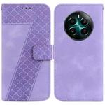 For Realme 12+ Seven-shaped Embossed Leather Phone Case(Purple)